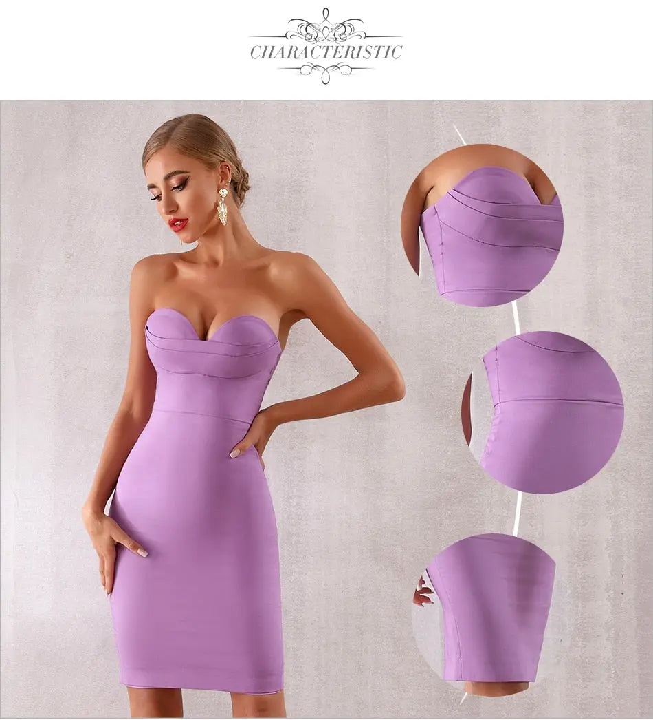 Violet Bodycon Celebrity Midi Dress - MSCOOCO