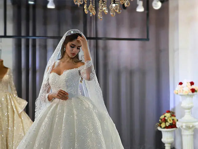 White Off The Shoulder Lace Bridal Dress Mscooco.co.uk