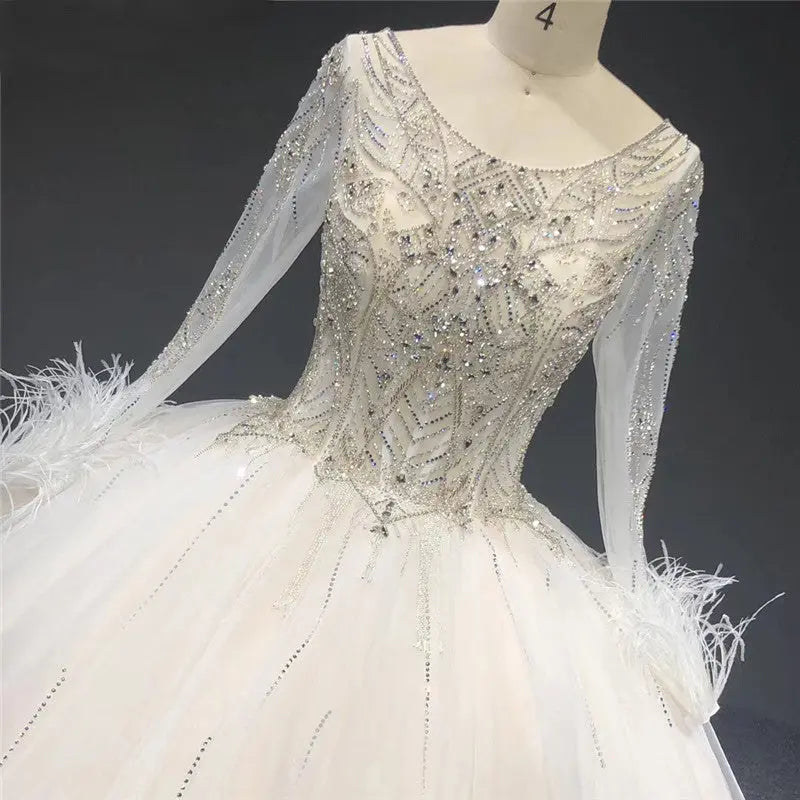 White Sparkle Beading Bridal Gown Mscooco.co.uk