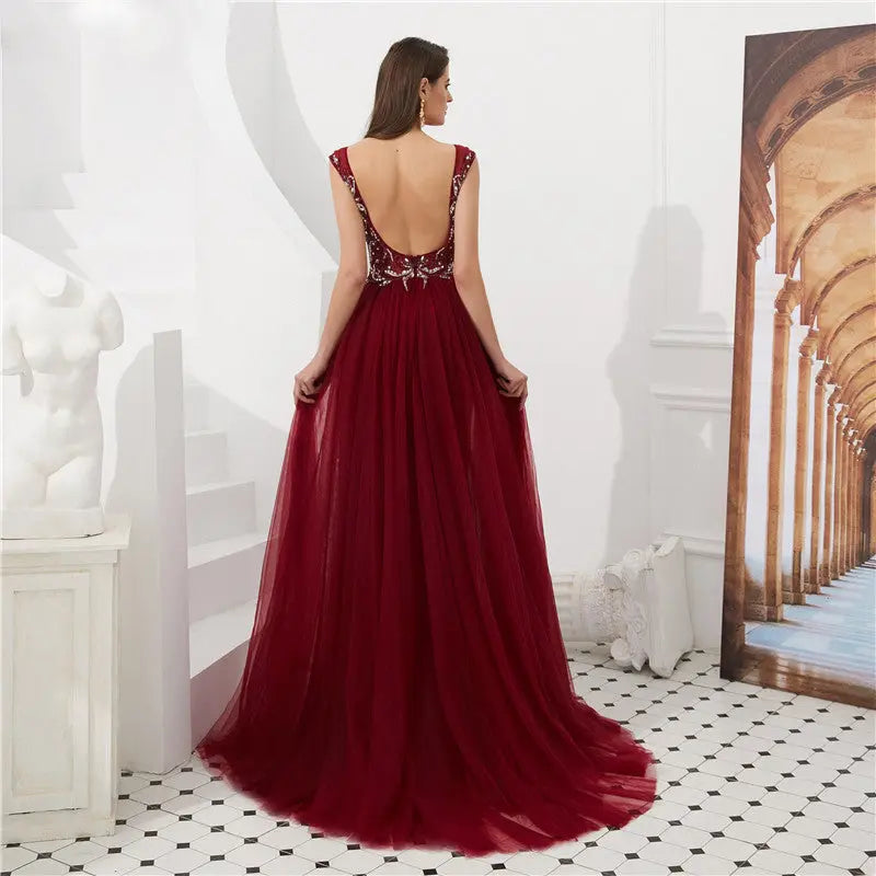 YARA Crystal Beaded Embellished Gown Mscooco.co.uk
