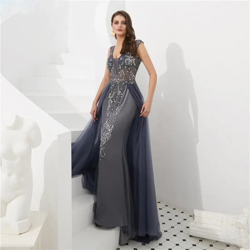 YARA Crystal Beaded Embellished Gown Mscooco.co.uk