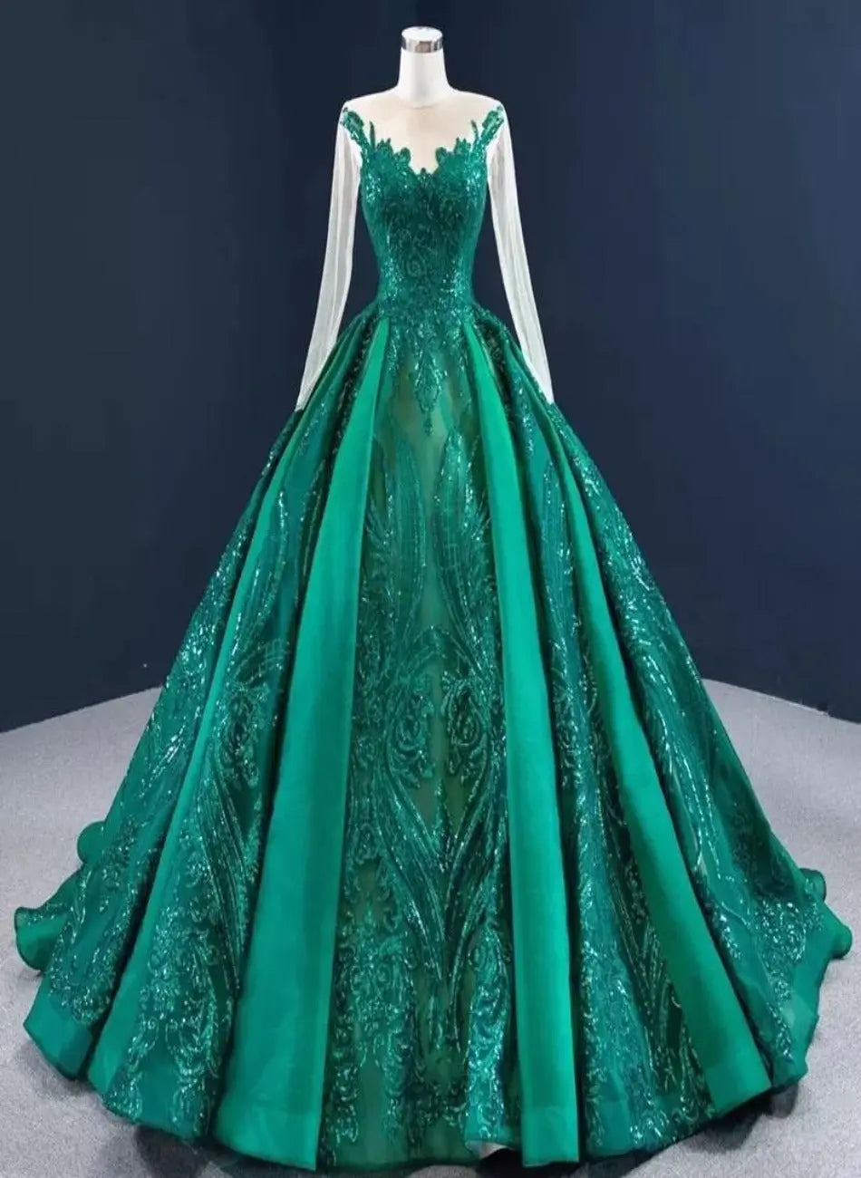 Yarina O-Neck Sparkle Bride Gown Mscooco.co.uk