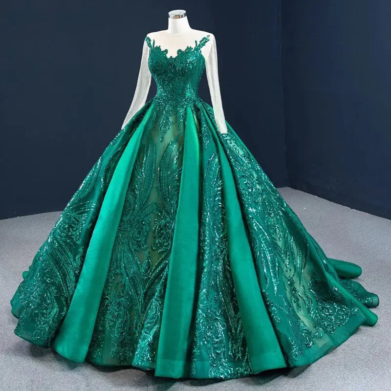 Yarina O-Neck Sparkle Bride Gown Mscooco.co.uk