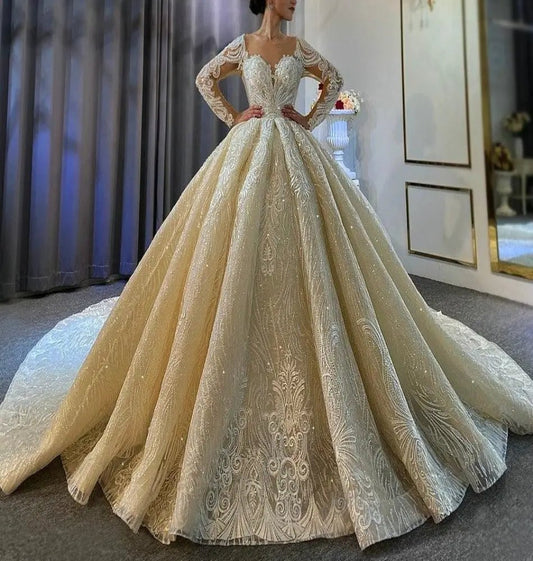 2021 Big Ball Gown Puffy Princess Wedding Dress - Mscooco.co.uk