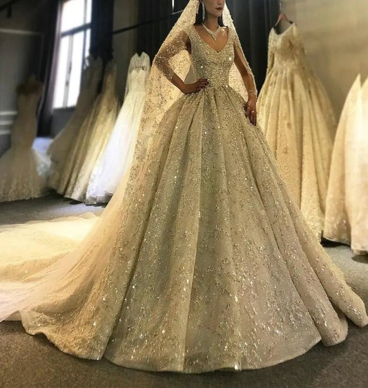 2021 Heavy Beading Luxury Wedding Dress - Mscooco.co.uk