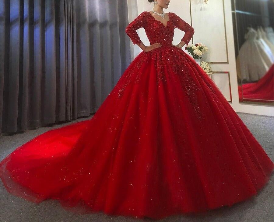 2021 Red Wedding Dress - Mscooco.co.uk