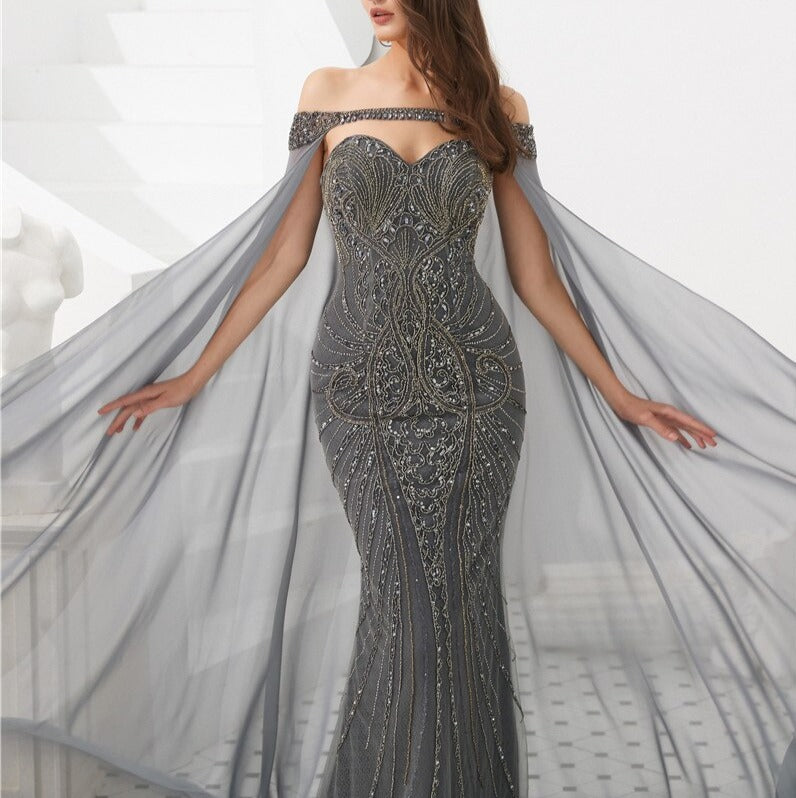 Tatiana Shawl Yarm Diamond Beading Formal Dress Mscooco.co.uk