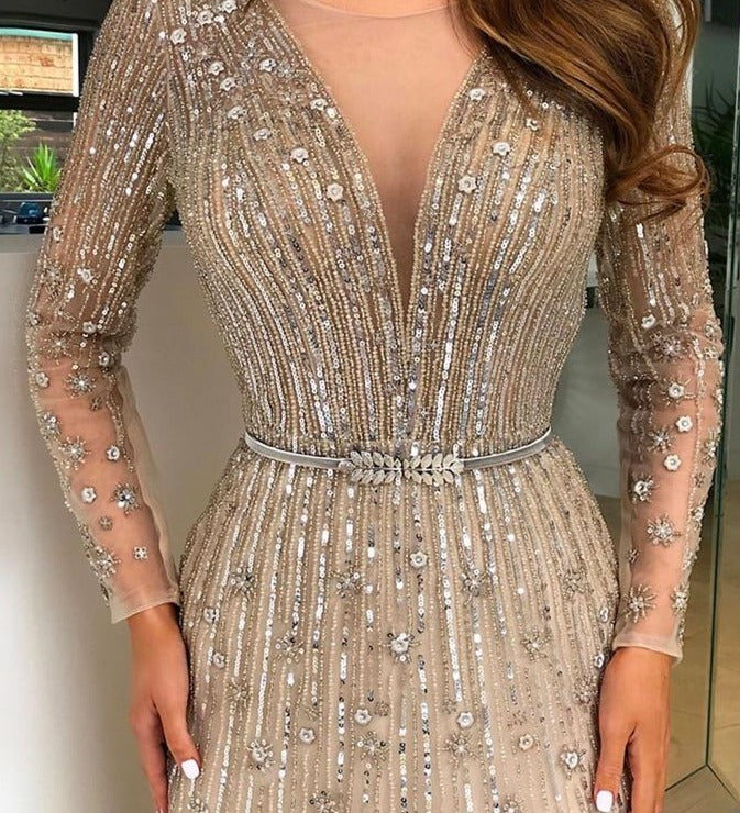 Makenna A-Line Luxury Sparkle Beading Formal Dress Mscooco.co.uk