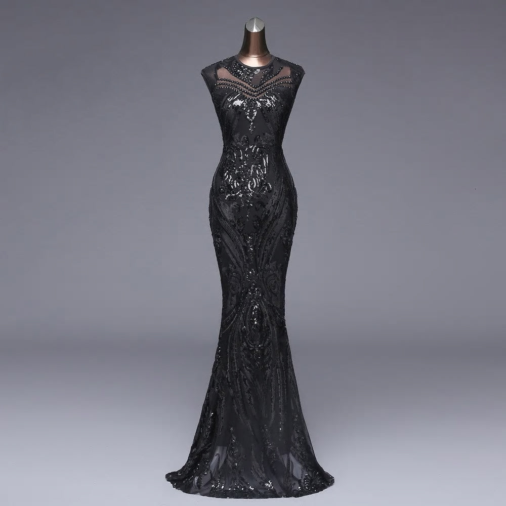 Vestido Backless Sequin Mermaid Formal Evening Dress - MSCOOCO
