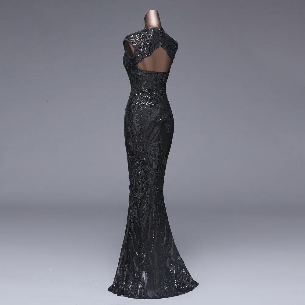 Vestido Backless Sequin Mermaid Formal Evening Dress - MSCOOCO