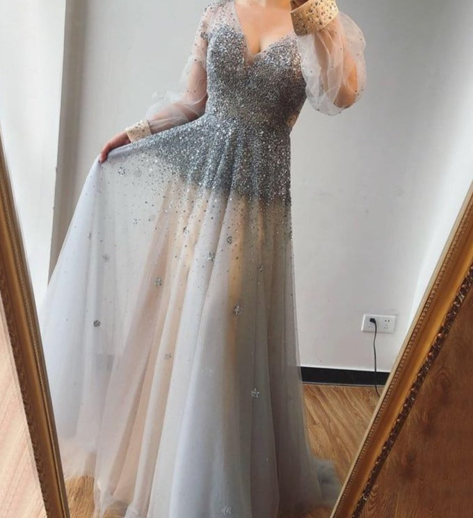Lennox Long Sleeves Beading Evening Gown Mscooco.co.uk