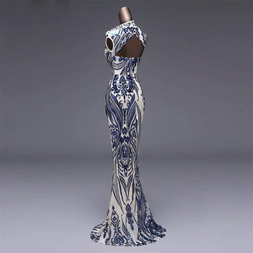 Vestido Backless Sequin Mermaid Formal Evening Dress - MSCOOCO