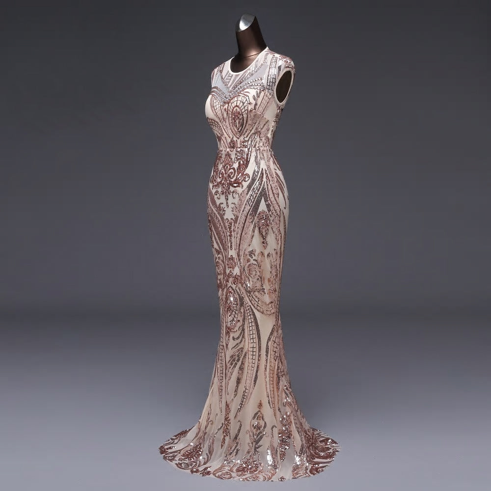 Vestido Backless Sequin Mermaid Formal Evening Dress - MSCOOCO