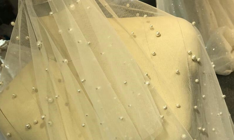 Long Pearls 300cm Long And 150cm Width Wedding Veils Mscooco.co.uk