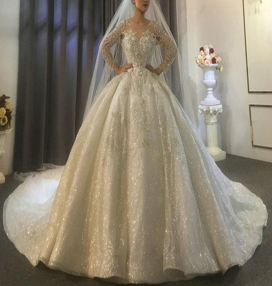 Stunning Full Beading Sparkling Wedding Dress Mscooco.co.uk