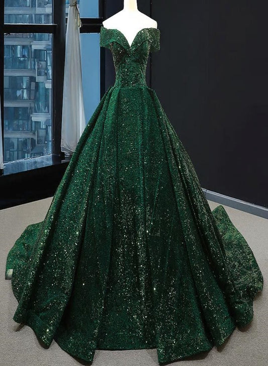 Sweetheart Lace Up Sequined Wedding Gown Mscooco.co.uk