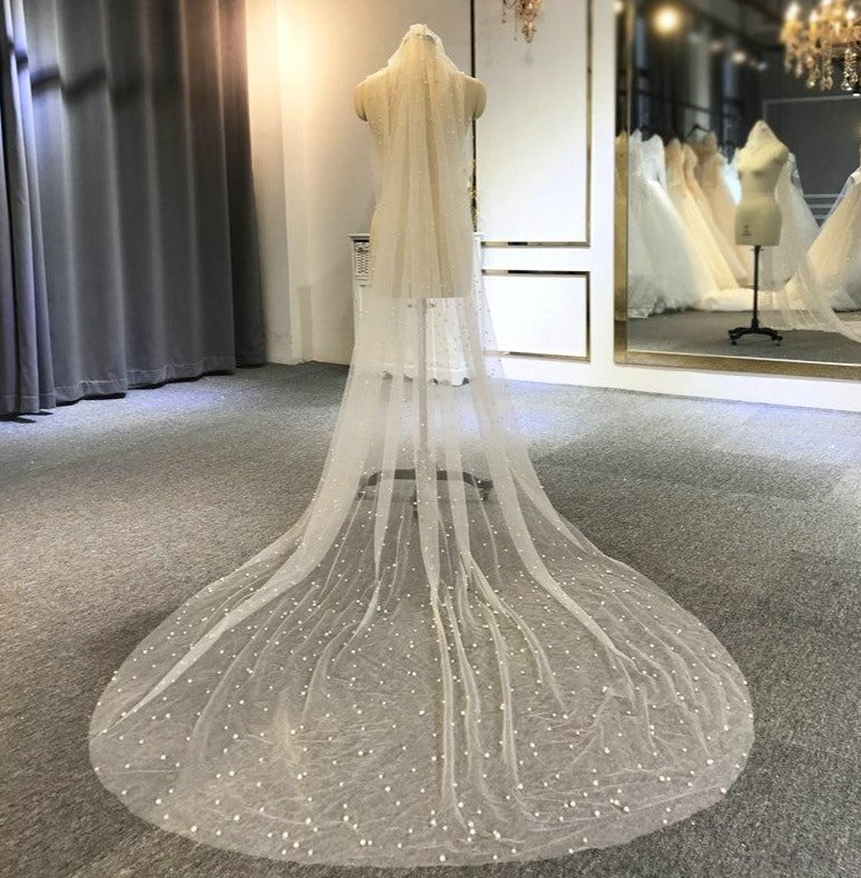 Long Pearls 300cm Long And 150cm Width Wedding Veils Mscooco.co.uk