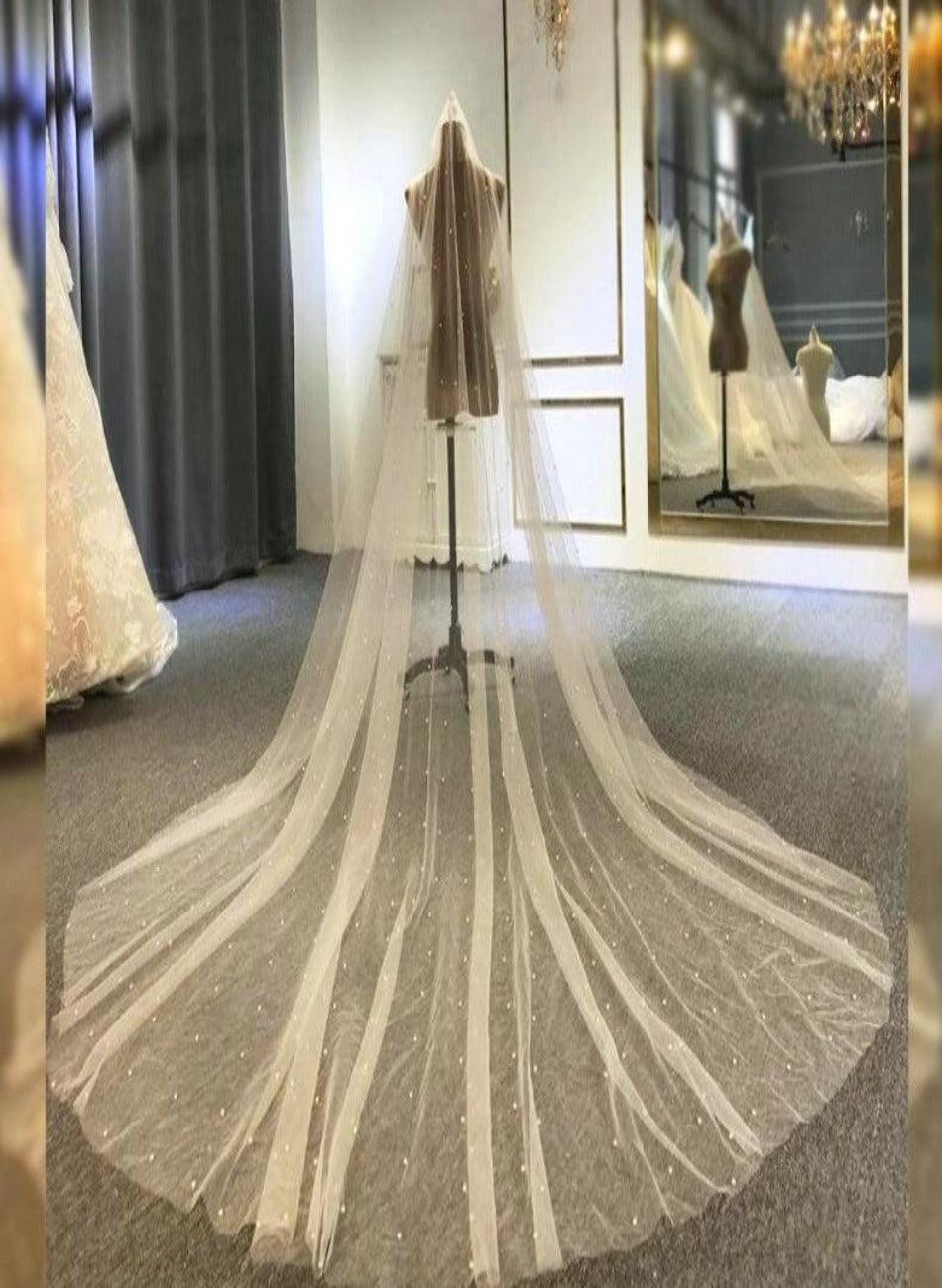 Pearls Wedding veils New luxury long bridal veil Mscooco.co.uk