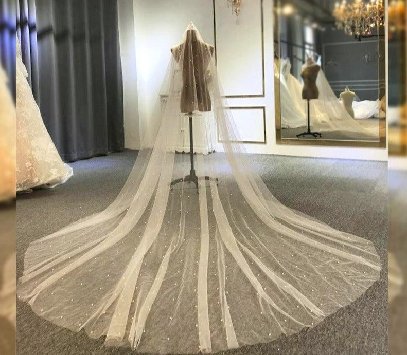 Pearls Wedding veils New luxury long bridal veil Mscooco.co.uk