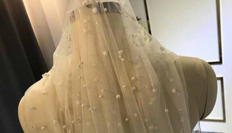Long Pearls 300cm Long And 150cm Width Wedding Veils Mscooco.co.uk