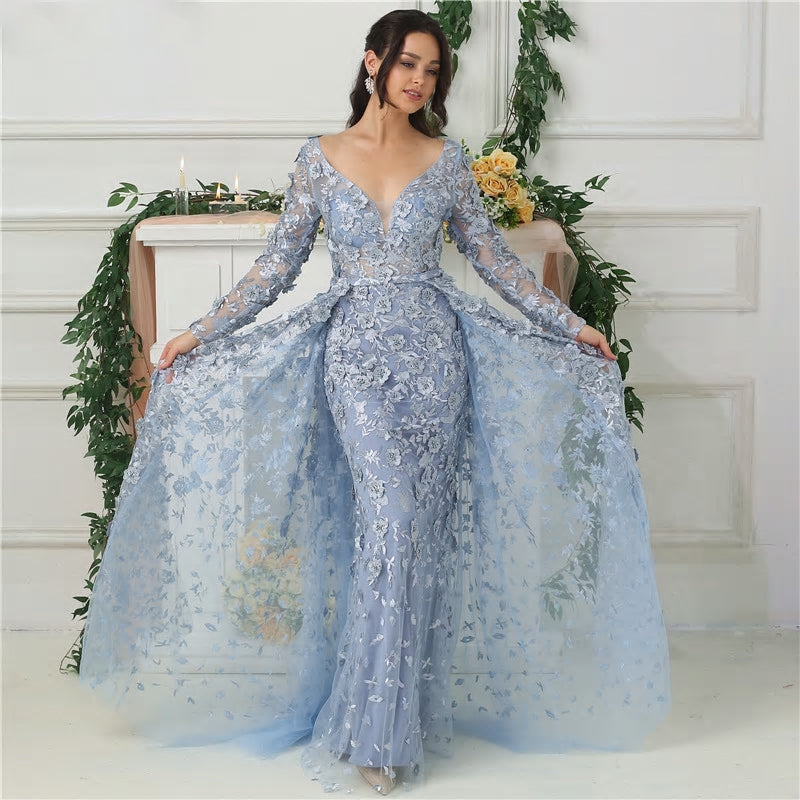 ZARIN - Appliques Mermaid  Evening Dress Mscooco.co.uk