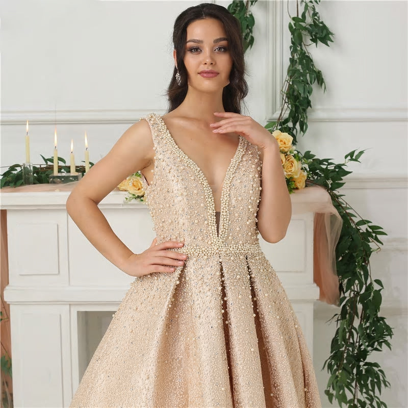 Sophia - Pearls Crystal Lux Gown Mscooco.co.uk