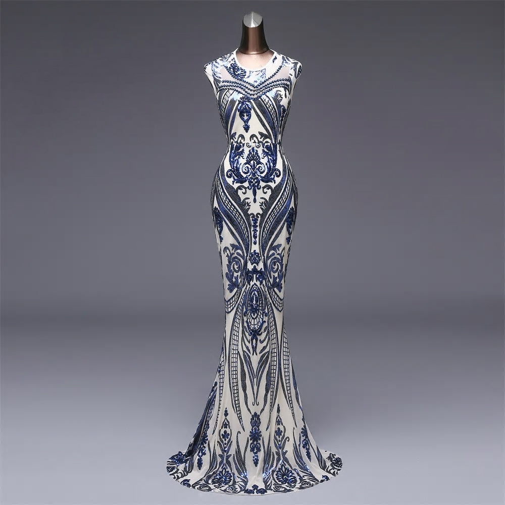 Vestido Backless Sequin Mermaid Formal Evening Dress - MSCOOCO