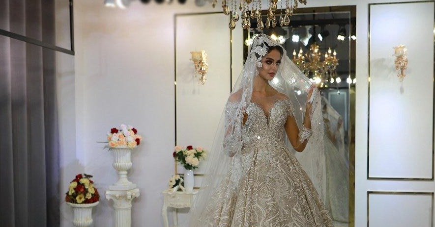 Heavy Beading Work Wedding Dress Mscooco.co.uk
