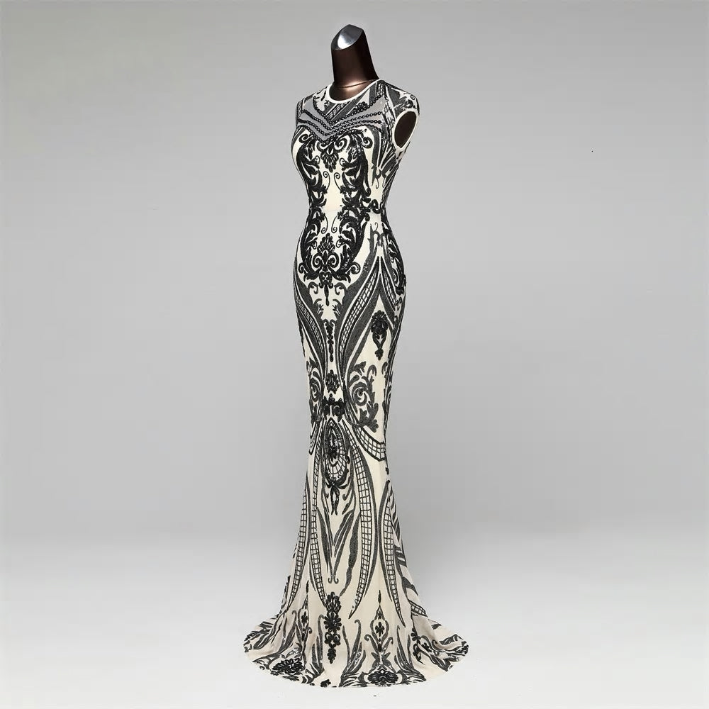 Vestido Backless Sequin Mermaid Formal Evening Dress - MSCOOCO