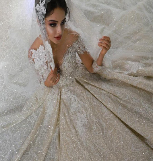 Heavy Beading Work Wedding Dress Mscooco.co.uk