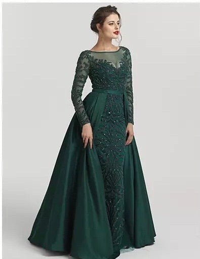 ALIA - Long Sleeves Beaded Evening Gown - Mscooco.co.uk