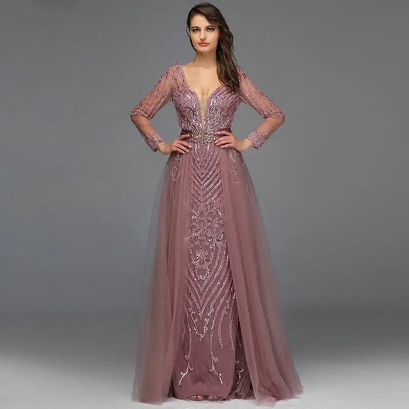ALIZA - Luxe Sequined Sparkle Evening Gown - Mscooco.co.uk