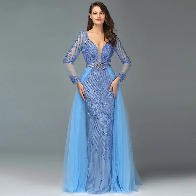 ALIZA - Luxe Sequined Sparkle Evening Gown - Mscooco.co.uk