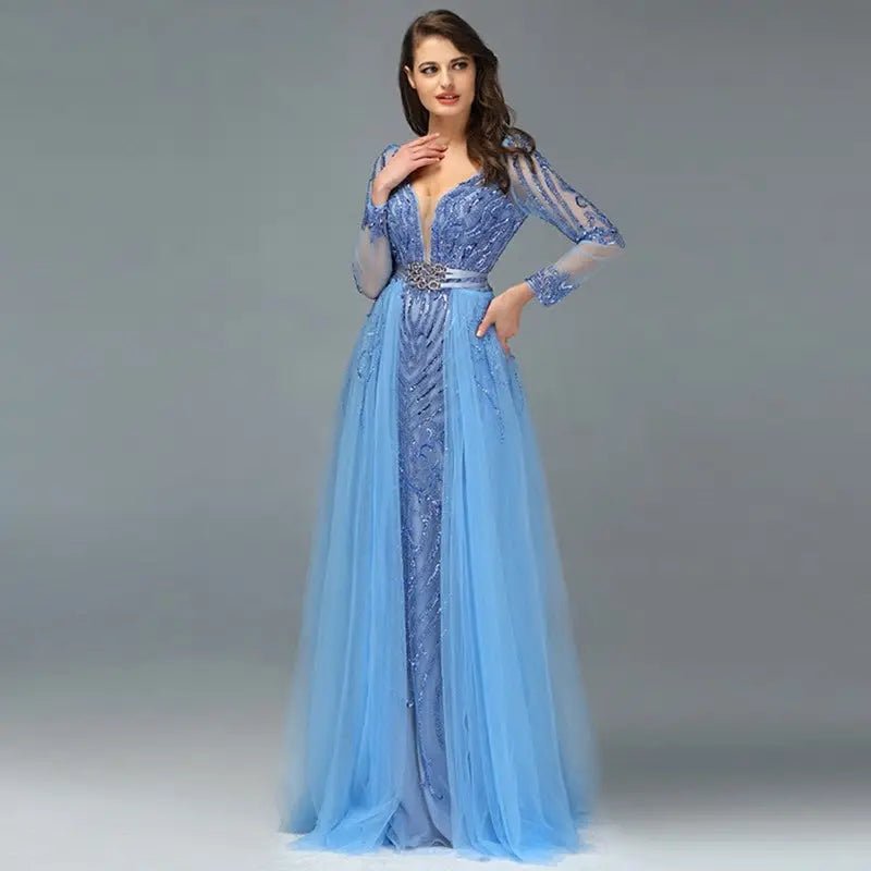 ALIZA - Luxe Sequined Sparkle Evening Gown - Mscooco.co.uk