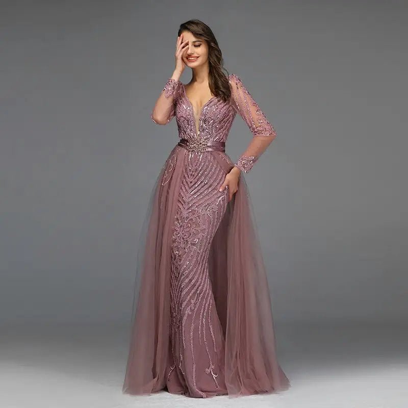 ALIZA - Luxe Sequined Sparkle Evening Gown - Mscooco.co.uk