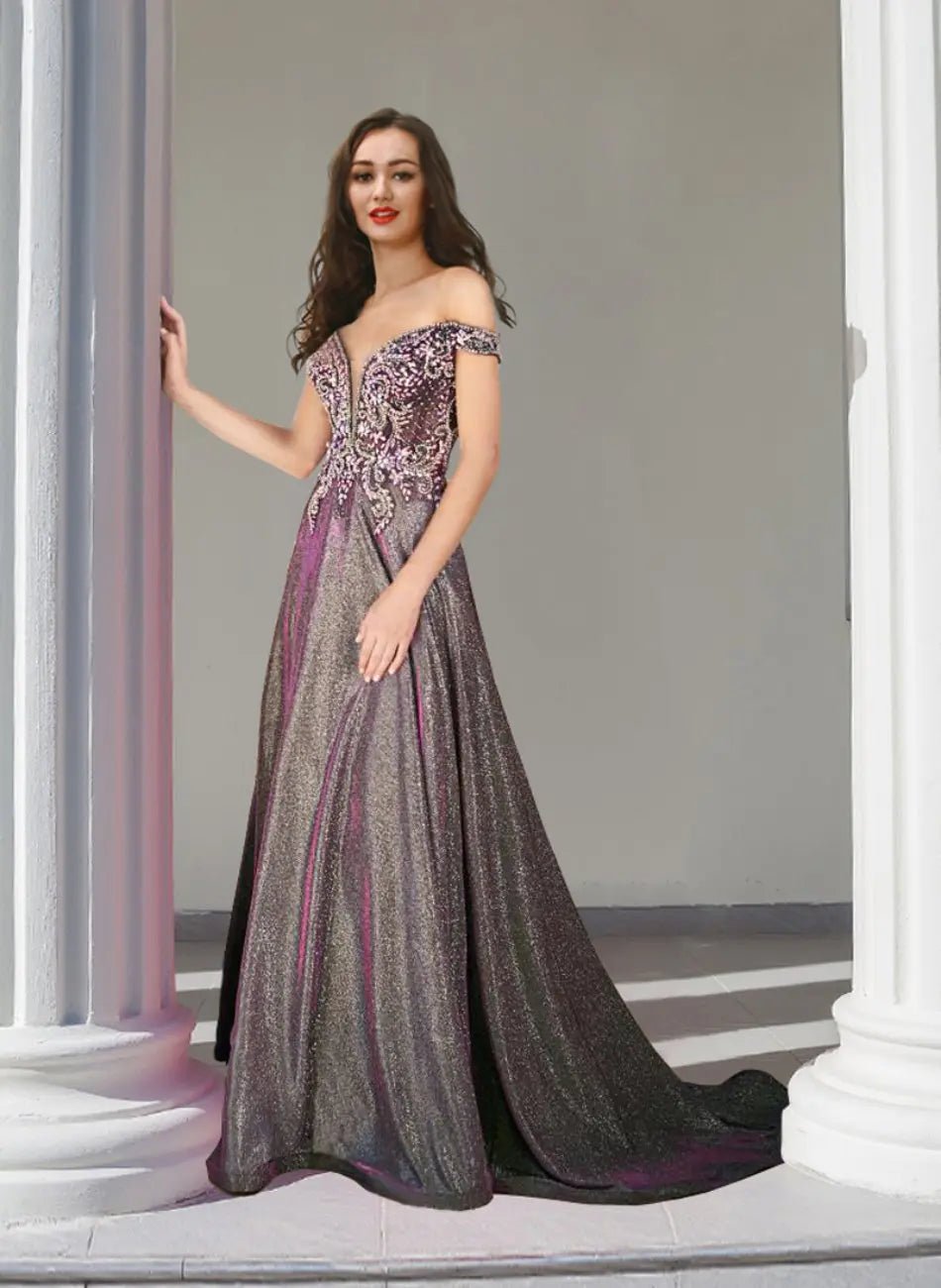 Alora Beading Crystal Sequin Evening Dress - Mscooco.co.uk