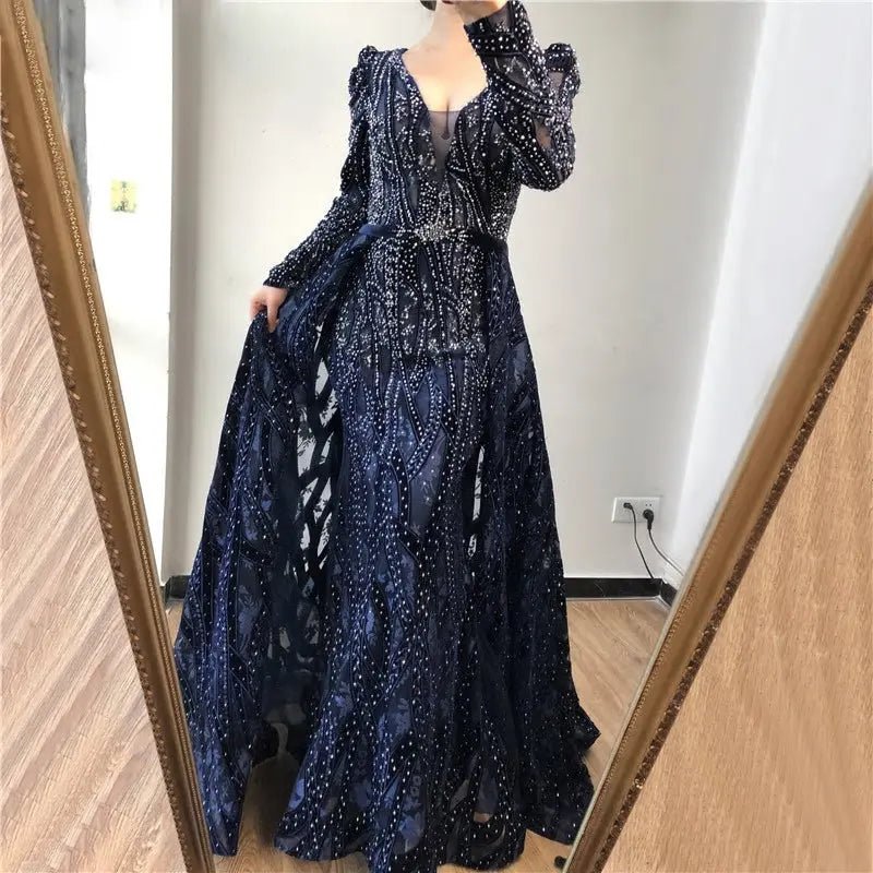 AMEENA - Luxury Crystal Embellished Gown - Mscooco.co.uk