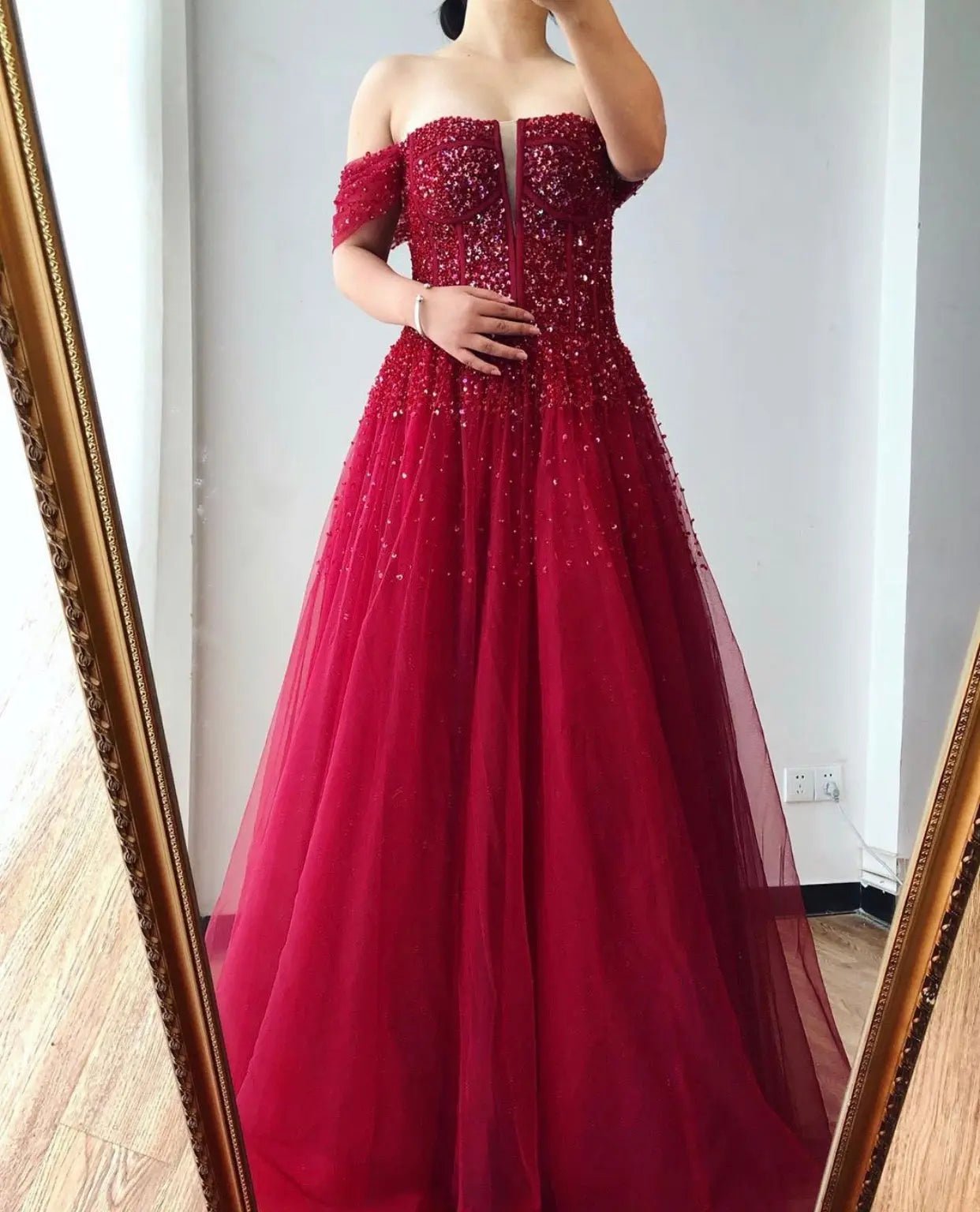 Amey Off Shoulder Beading Sparkle Formal Dress - Mscooco.co.uk