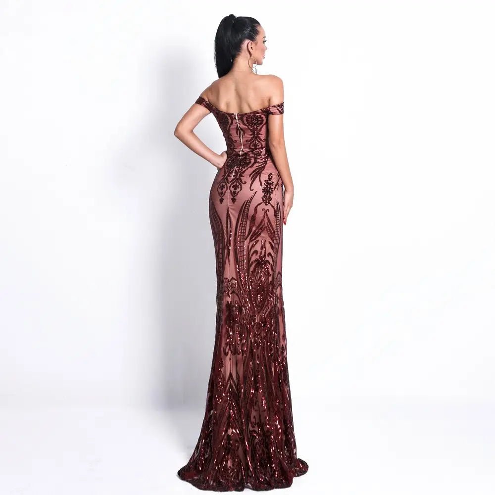 Angel Forever Navy Sequin Prom Maxi Dress - Mscooco.co.uk