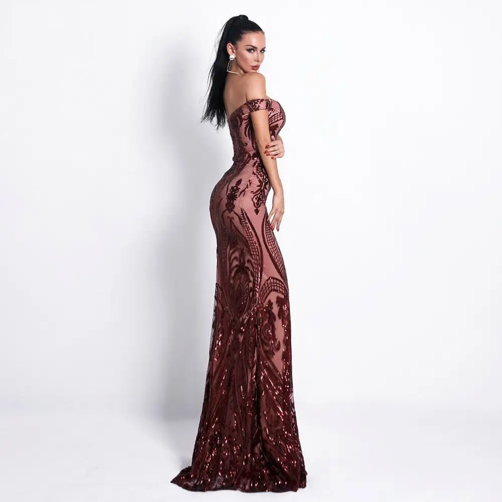 Angel Forever Navy Sequin Prom Maxi Dress - Mscooco.co.uk