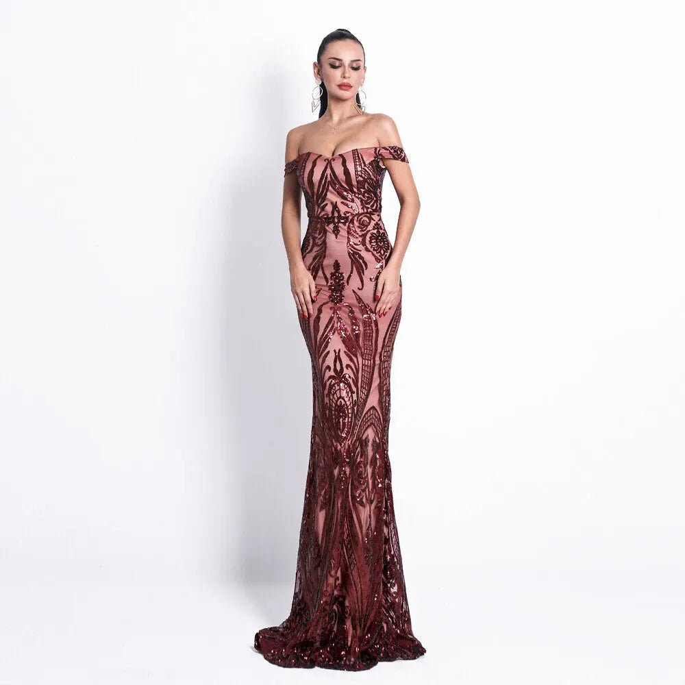 Angel Forever Navy Sequin Prom Maxi Dress - Mscooco.co.uk