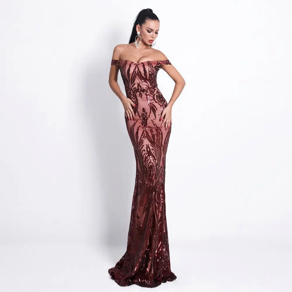Angel Forever Navy Sequin Prom Maxi Dress - Mscooco.co.uk