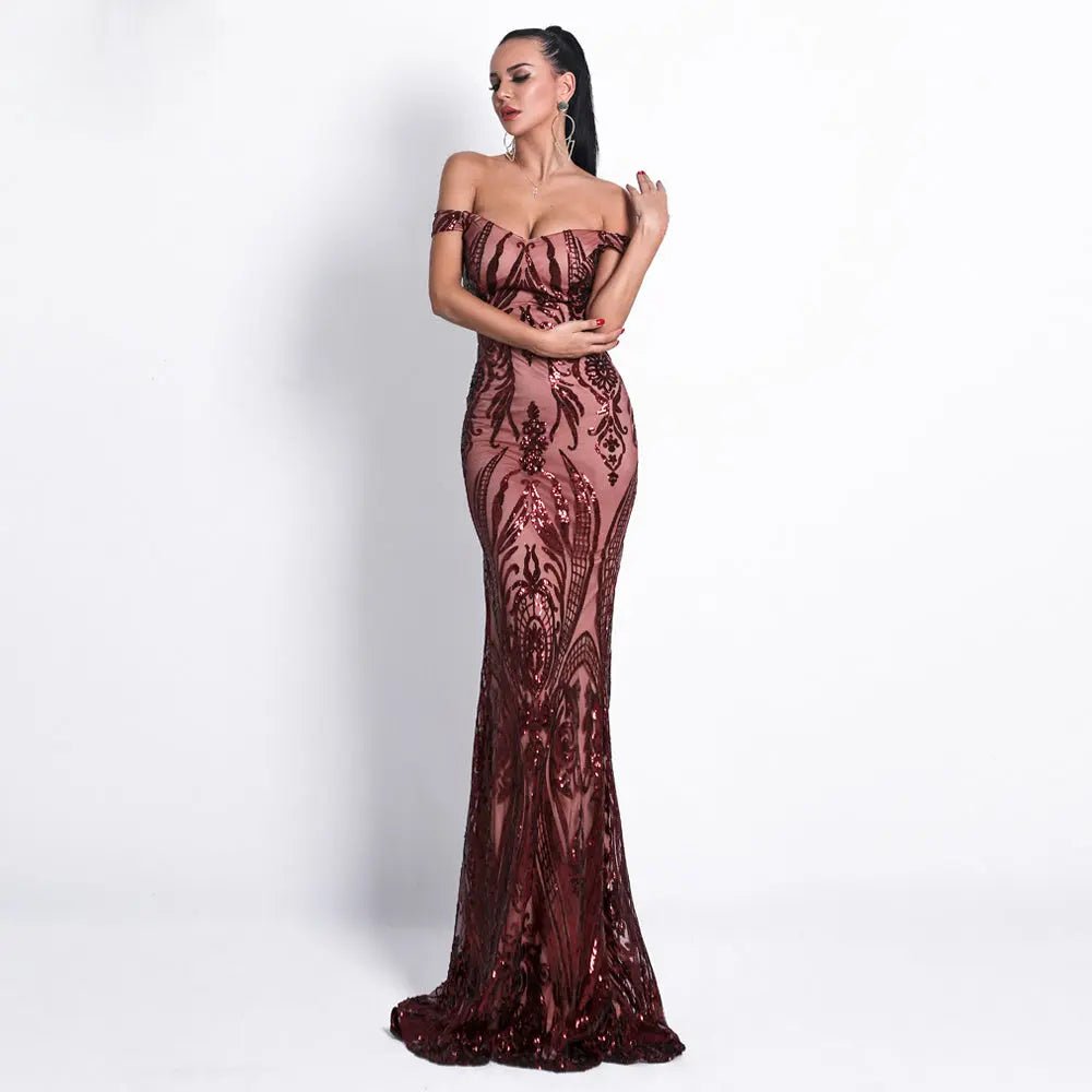 Angel Forever Navy Sequin Prom Maxi Dress - Mscooco.co.uk