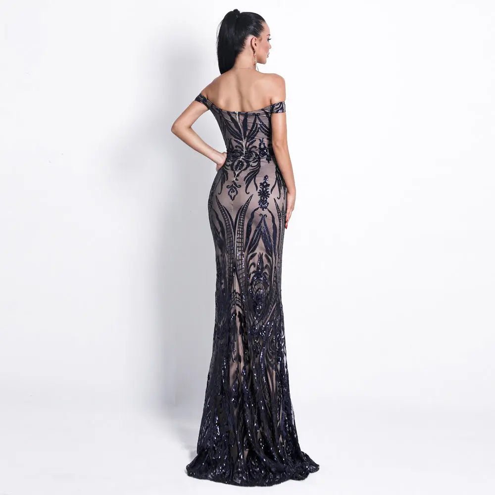 Angel Forever Navy Sequin Prom Maxi Dress - Mscooco.co.uk