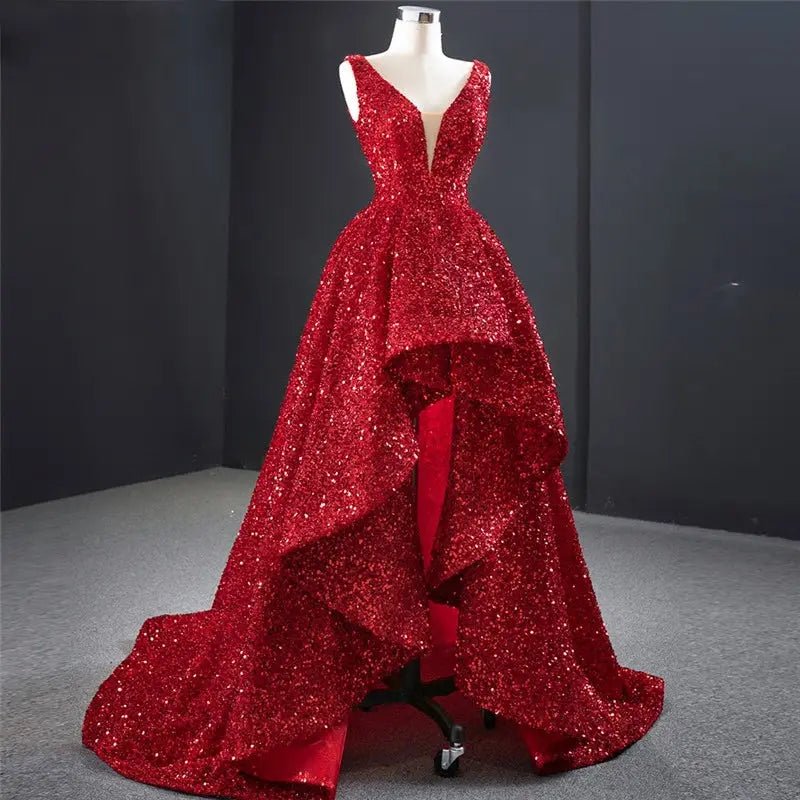 Audrey Red Sequins Luxury Formal Gown - Mscooco.co.uk