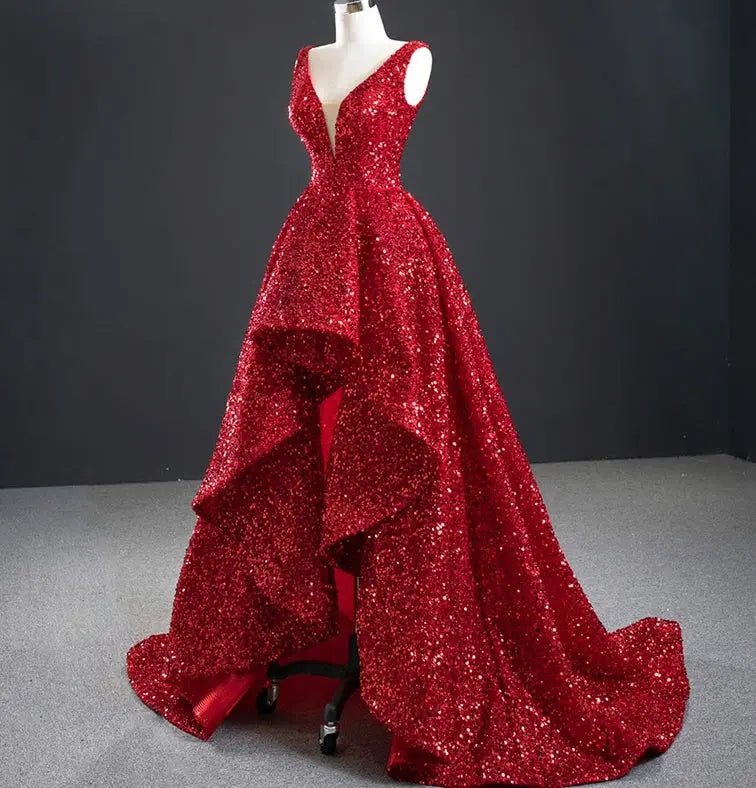 Audrey Red Sequins Luxury Formal Gown - Mscooco.co.uk