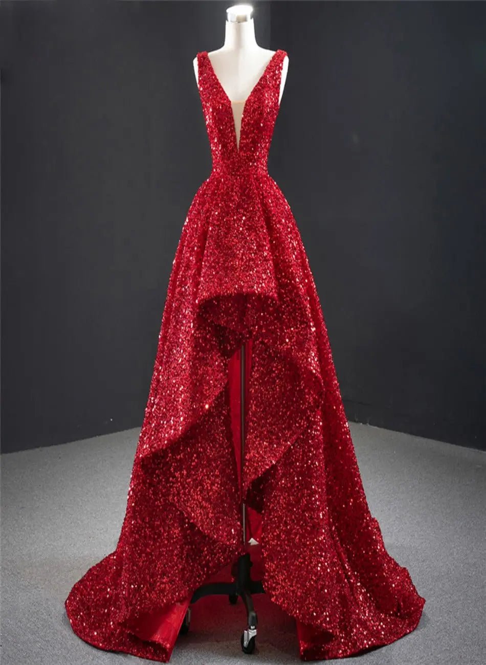 Audrey Red Sequins Luxury Formal Gown - Mscooco.co.uk