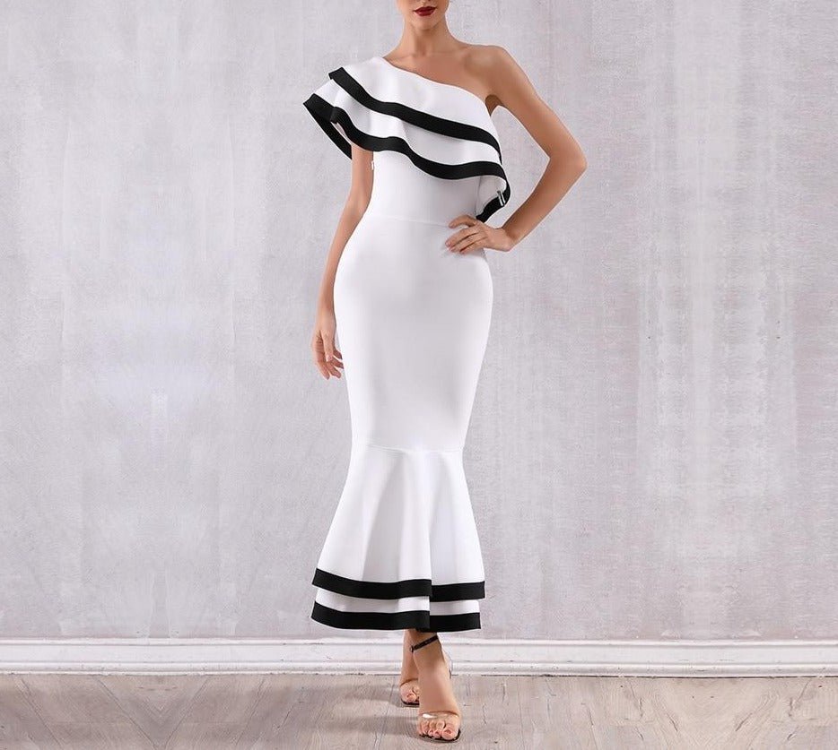 Bandage One Shoulder Evening Party Dress - Mscooco.co.uk