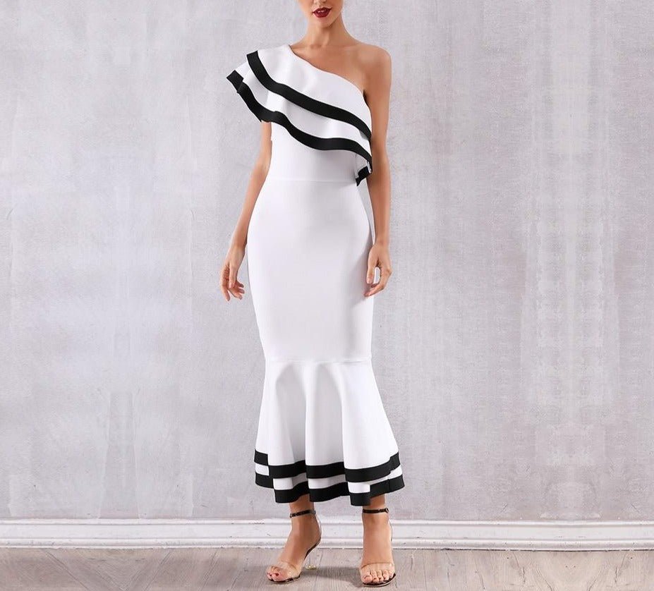 Bandage One Shoulder Evening Party Dress - Mscooco.co.uk