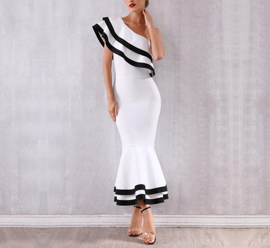 Bandage One Shoulder Evening Party Dress - Mscooco.co.uk